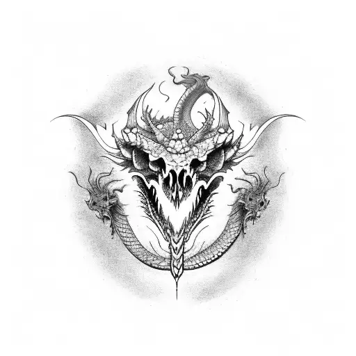 Mandal With Dragon Skull