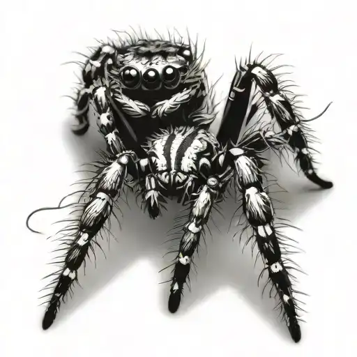Realistic Jumping Spider And Tarantula