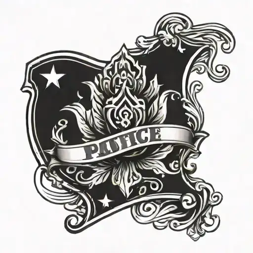 Combine A Traditional Fatima's Hand Design With A Police Badge To Symbolize Protection And Guidance