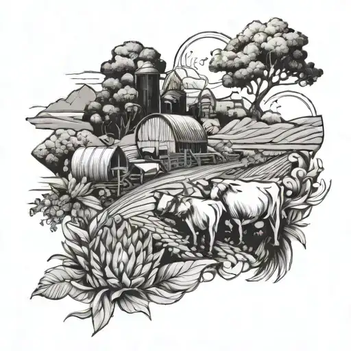 Combine Elements Of Farming And Travel Into A Unique Tattoo Design