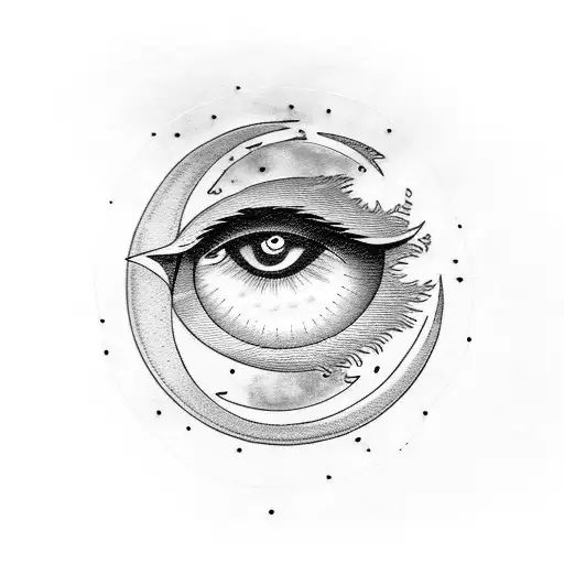 Eye Of Horus And A Crescent Moon