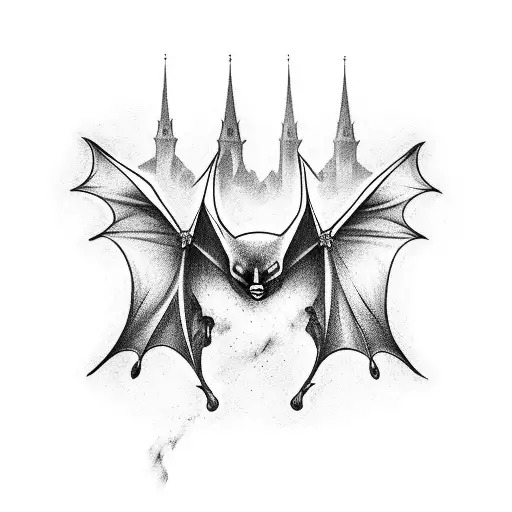 Bat With Gothic Churches In Wings