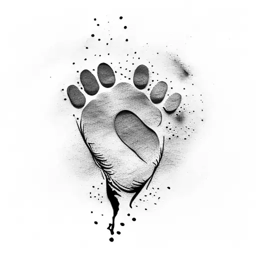 Dog Paw Print With Sticks