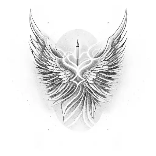 Angel Wings With A Pulse Line