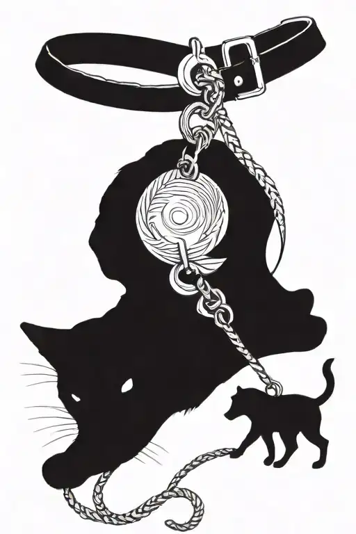 A Cat Keeps A Labrador On A Leash