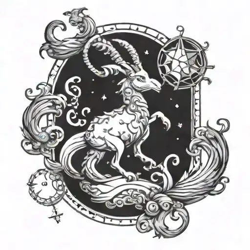 Capricorn Tarot Card Design Featuring Sea Goat