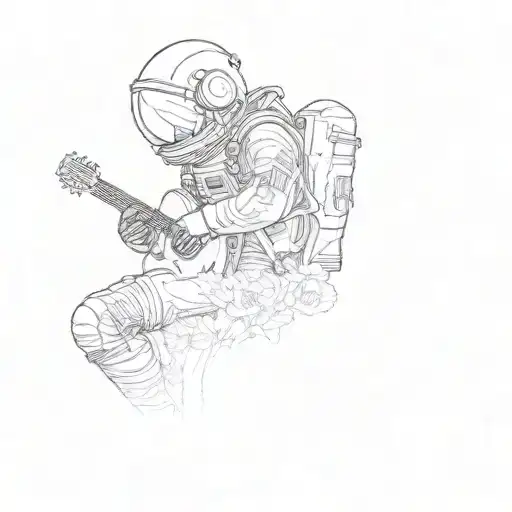 An Astronaut Playing A Guitar In A Sunflower Field