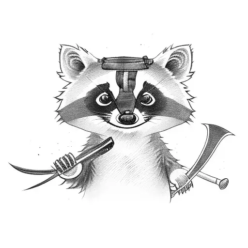 Full Raccoon With Katana And Strawhat