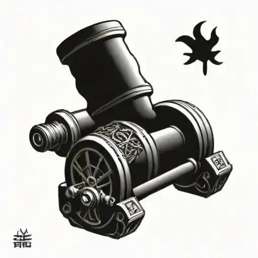 Combine A Gym Dumbbell With A Pirate Ship To Create A Unique Tattoo Design