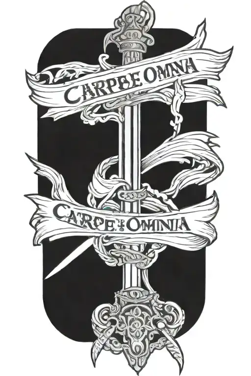 Words Carpe Omnia With Sword