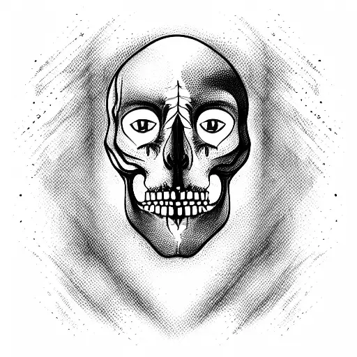 Face For Half A Person By Half A Skeleton With Blood