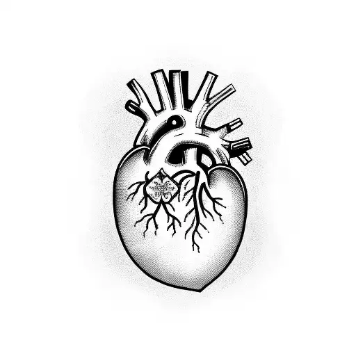 An Anatomical Heart Surrounded By Sacred Hindu Symbols