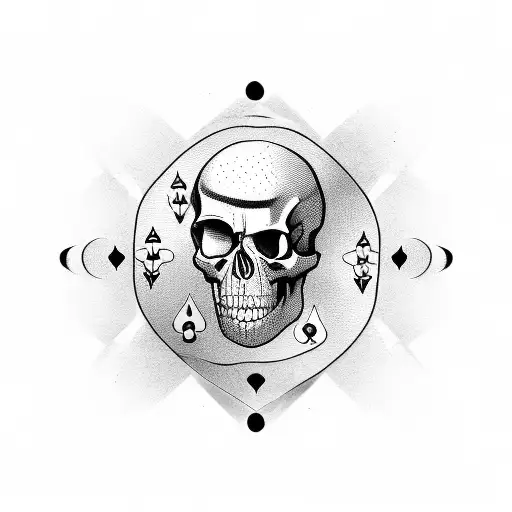 Sleeve Tattoo With Poker And Skull And Motorcycle