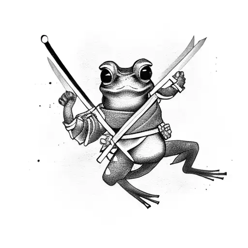 A Samurai Frog Holding A Sword