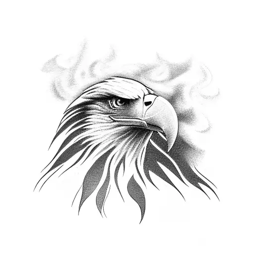 Eagle Flying Out Of Smoke
