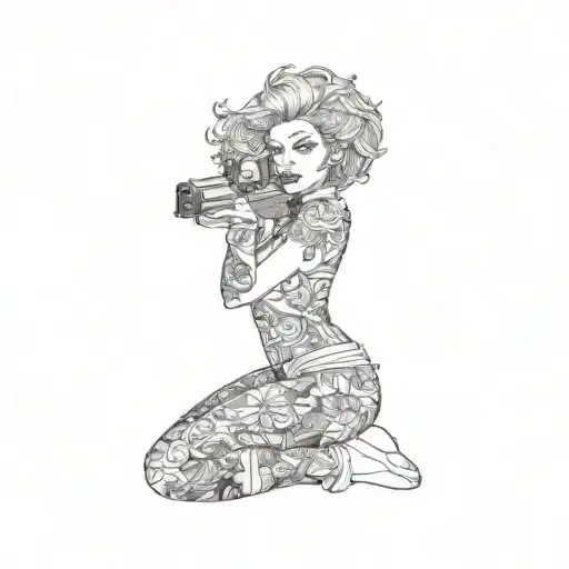 A Tattooed Woman With A Gun