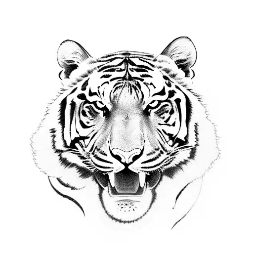 Male Tiger With His Cub