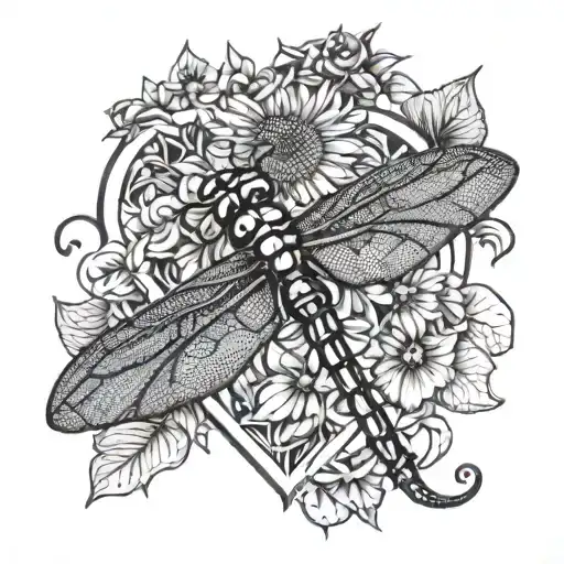 Dragonfly On Love Heart Sunflower