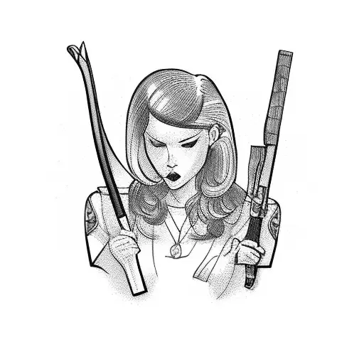 A Woman With A Gun And A Axe