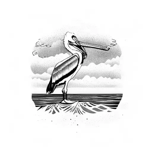 Beach Scene With A Pelican On A Pilon And A Dock