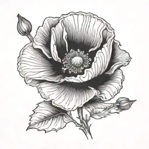 Poppy Flower Tattoo Design Inter Milan Black