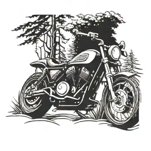 A Detailed Motorcycle Riding Through A Forest