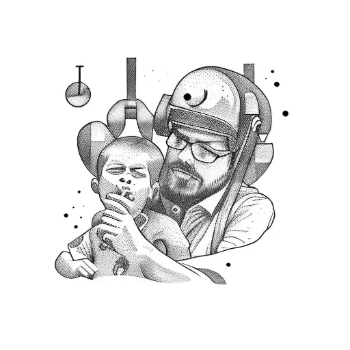 Father And Son Painting A Car Together