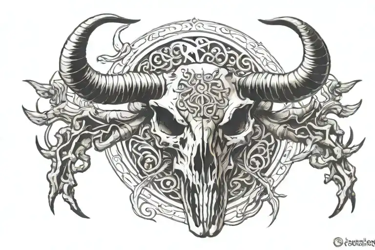 Bull Skull With Two Scorpion Holding