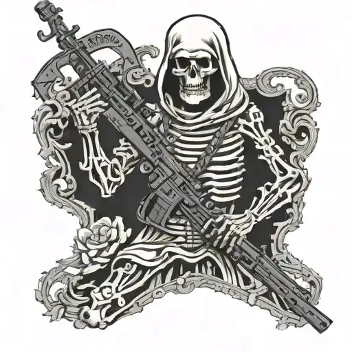 A Russian Orthodox Christian Monk Skeleton Holding Ak-47