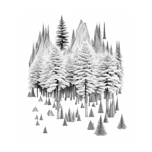 An Intricate Forest Landscape Blending Seamlessly Into A Mountain Range