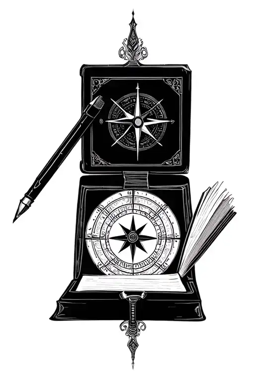 Book Open In Front With Compass