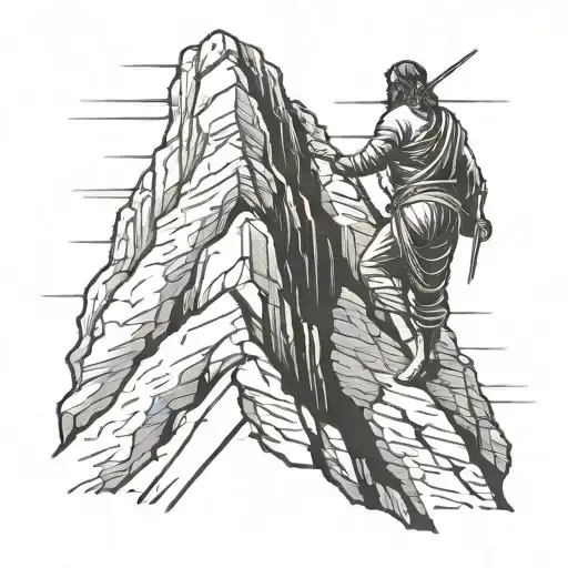 A Silhouette Of Jesus Rock Climbing A Mountain Peak