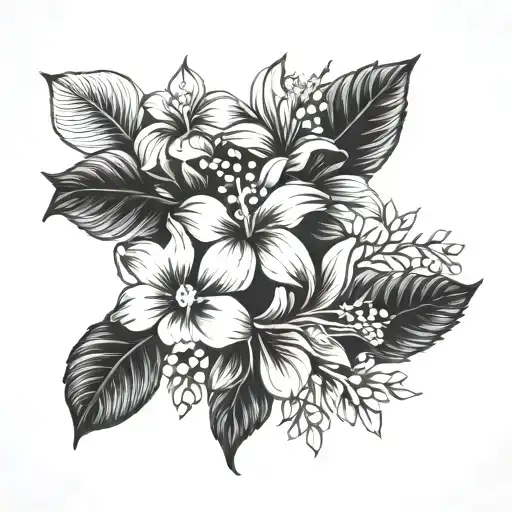 Hibiscus Jasmine Lotus Intertwined