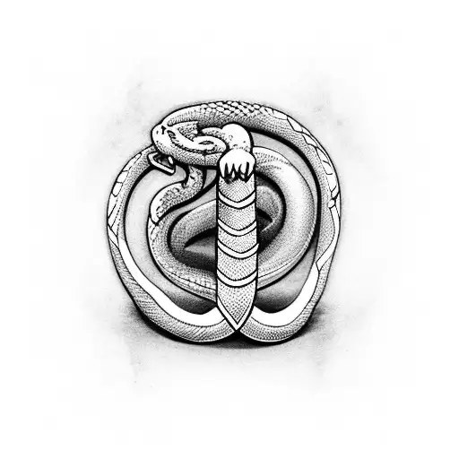 Dagger With Snake Coiled Around It