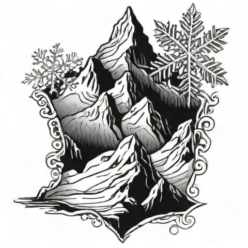 A Snowflake Melting Into A Mountain Peak