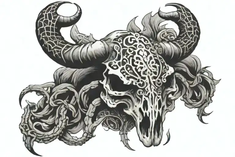 Bull Skull With Two Scorpion