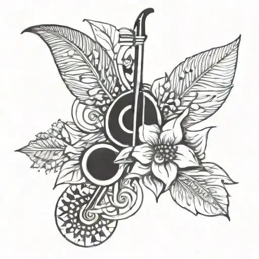 A Tattoo Design Of A Flower Made Out Of Various Drug Paraphernalia To Represent Music And Politic