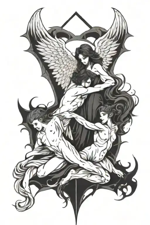 Angel And Demon Split Down The Middle