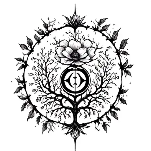 Tree And Flower Gothic Style Meaning Karma Symbol At The End