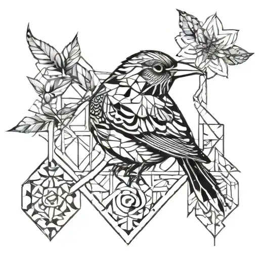 Native Bird Geometric Design Incorporating Elements