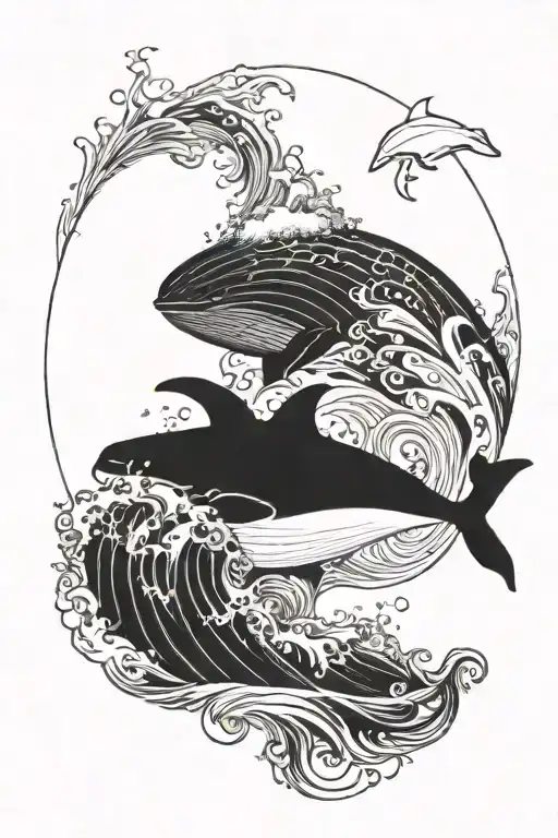 Whale And Ocean Waves Crashing