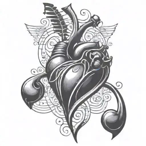 Design A Heart-shaped Tattoo With Intricate Blackwork Patterns Representing Your Love For Music
