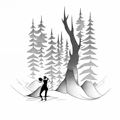 A Dark Forest With A Man And A Woman Dancing