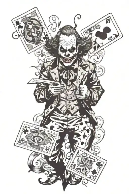 Joker Clown Holding Card In One Hand And 3 On The Other Side