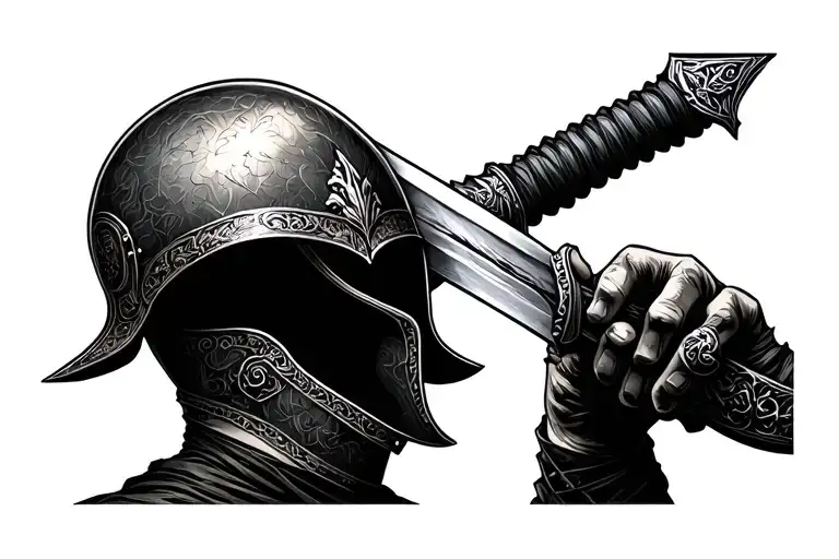 Sword Throw In Helmet Adorned