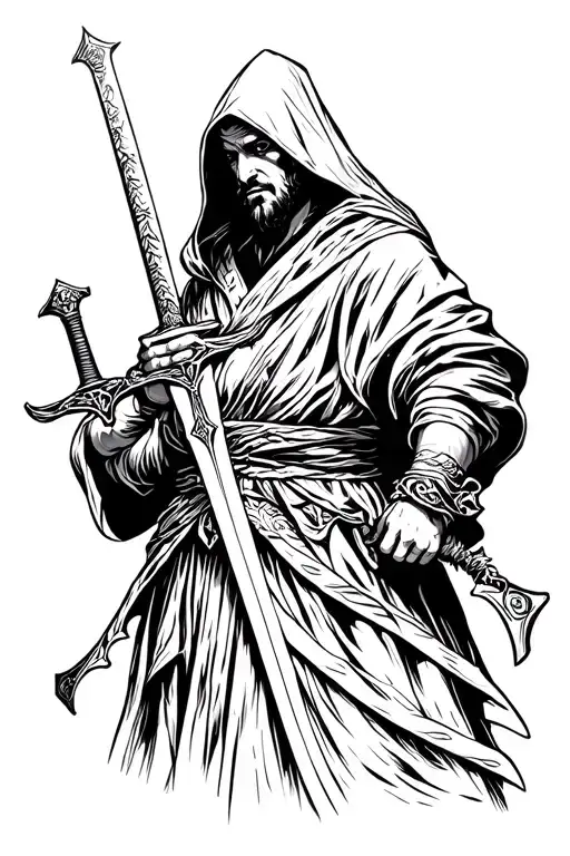 Robe Holding A Sword