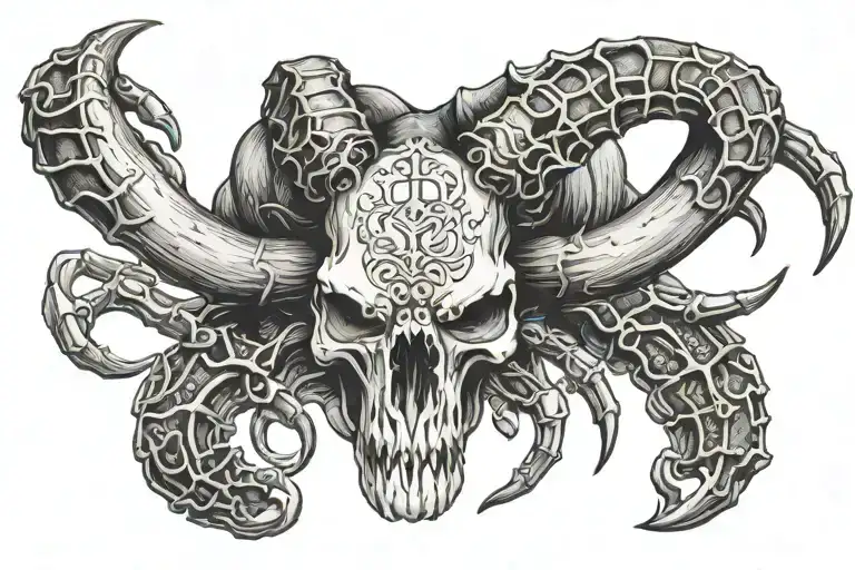 Bull Skull And Scorpion