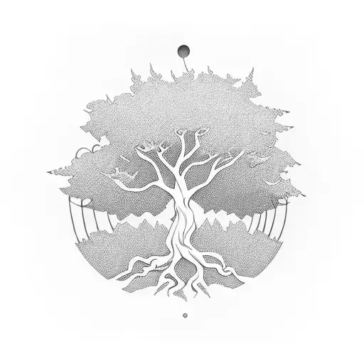 Mystical Tree With An Empty Swing