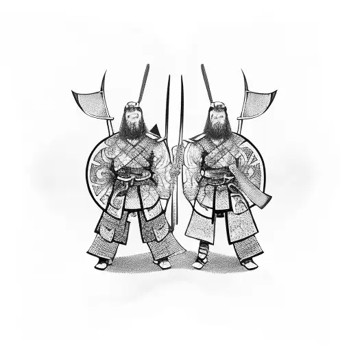 Father And Son Viking Samurai