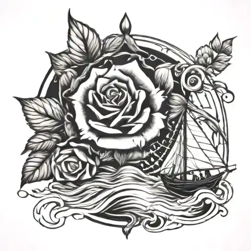 Rosas Y Leon Con Corona De Rey Setting Sail Boat Fishing